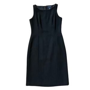 Vintage Ann Taylor Black Sheath Dress | 100% Wool, 4, Minimalist Luxury Capsule